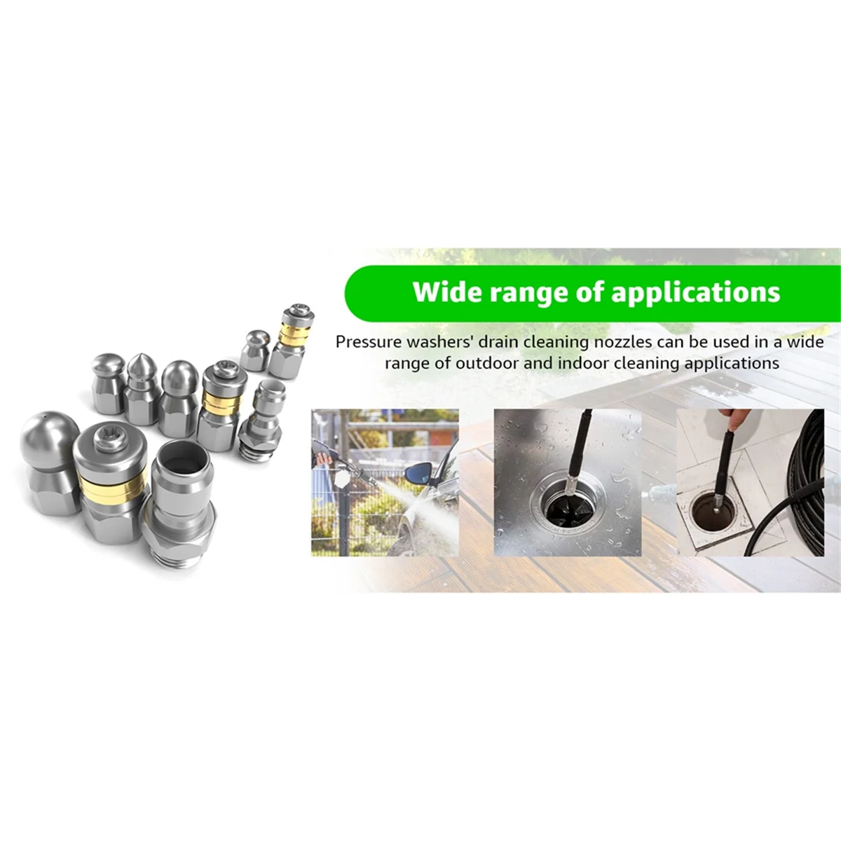 ABXHH 10pcs Sewer Jetter Nozzle with 1/4&3/8inch NPT Quick Connectors,Nozzle for Pressure Washer Drain Jet Hose Sewer Cleaning