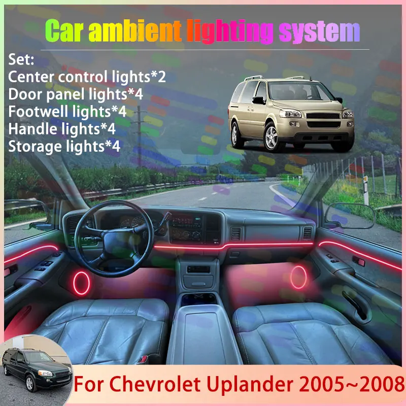 Para Chevrolet Uplander 2005~2008, Juego de Luces Ambientales para Auto 2/24 en 1, Lámpara RGB con Efecto de Sombra, Accesorios