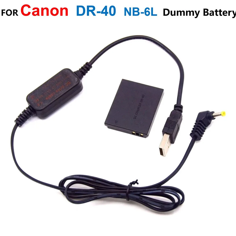 

DR-40 DC Coupler NB-6L Dummy Battery USB Power Bank Cable ACK-DC40 For Canon D20 D30 S90 S95 SD1200 SX520 SX530 SX600 SX700