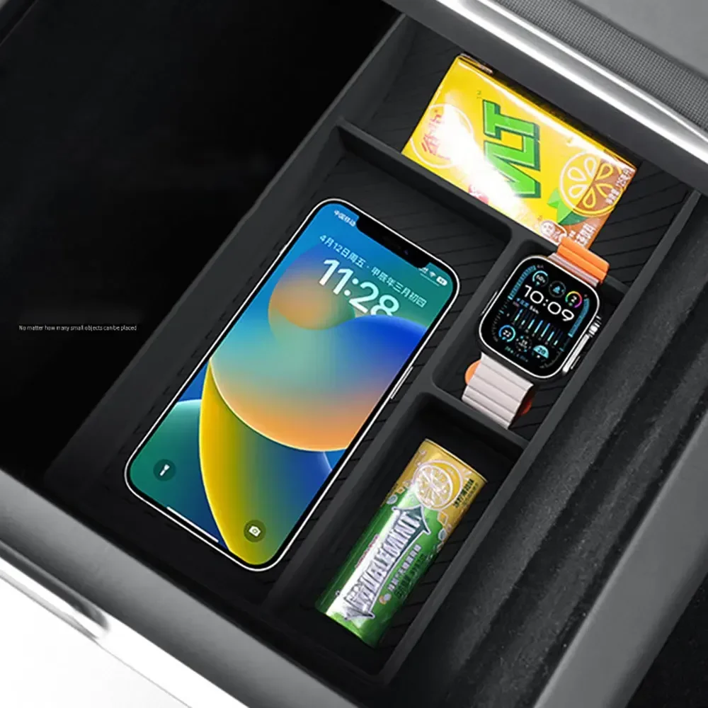For Tesla Model Y Juniper 2025-2026 Upgraded Center Console Organizer Tray Hidden Storage Box Lower Organizer