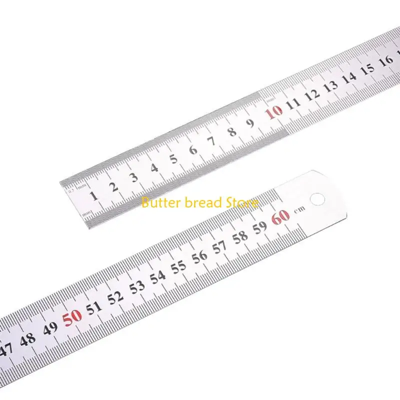 W89C สแตนเลสสตีลไม้บรรทัดคู่วาดคู่ผู้ปกครองคณิตศาสตร์การวัดรูปทรงเรขาคณิตของไม้บรรทัดสำหรับการวาดภาพการวัดการวัด