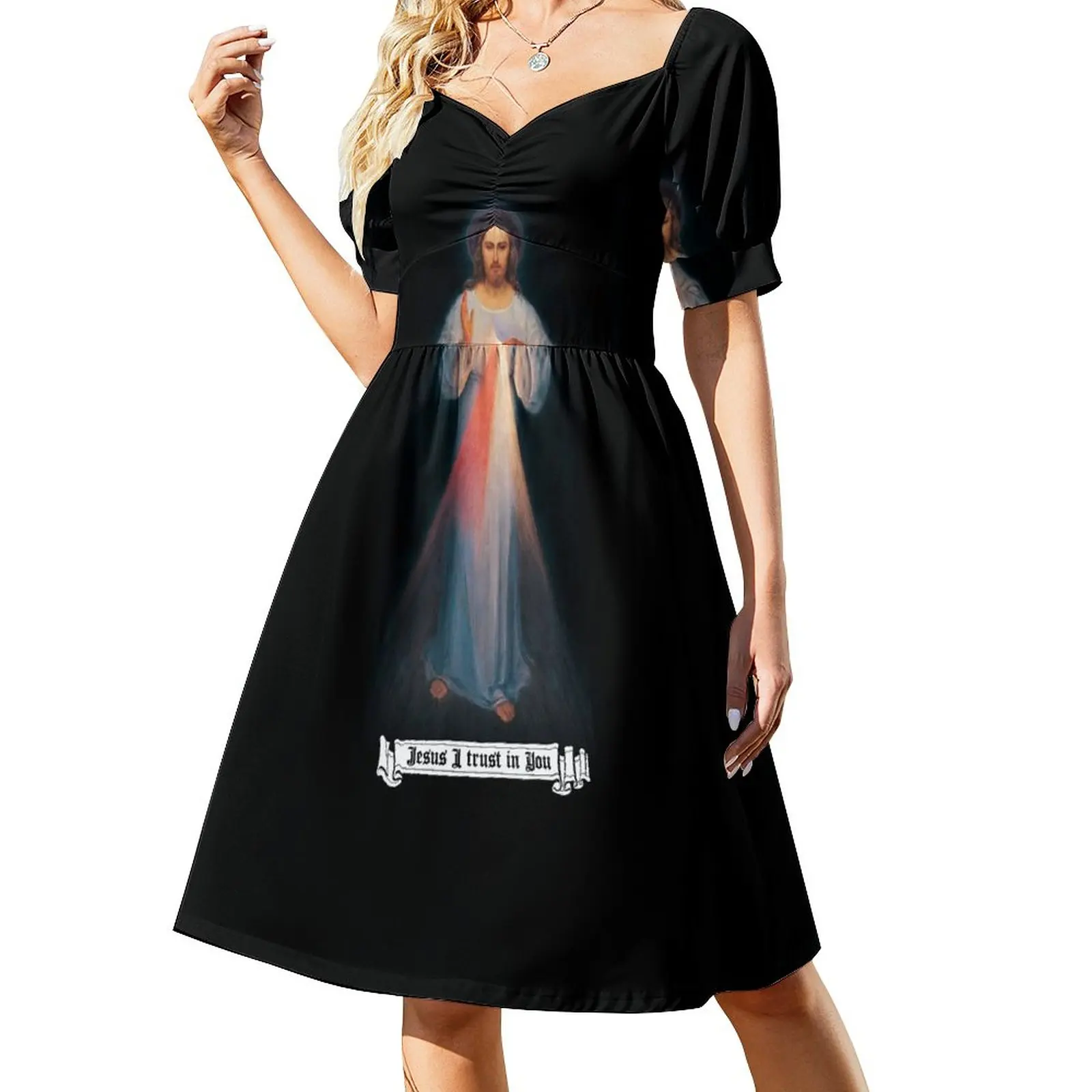 

The Divine mercy image, catholic and Christian gifts, Jesus I trust in you Dress clothes for women Long veiled dresses