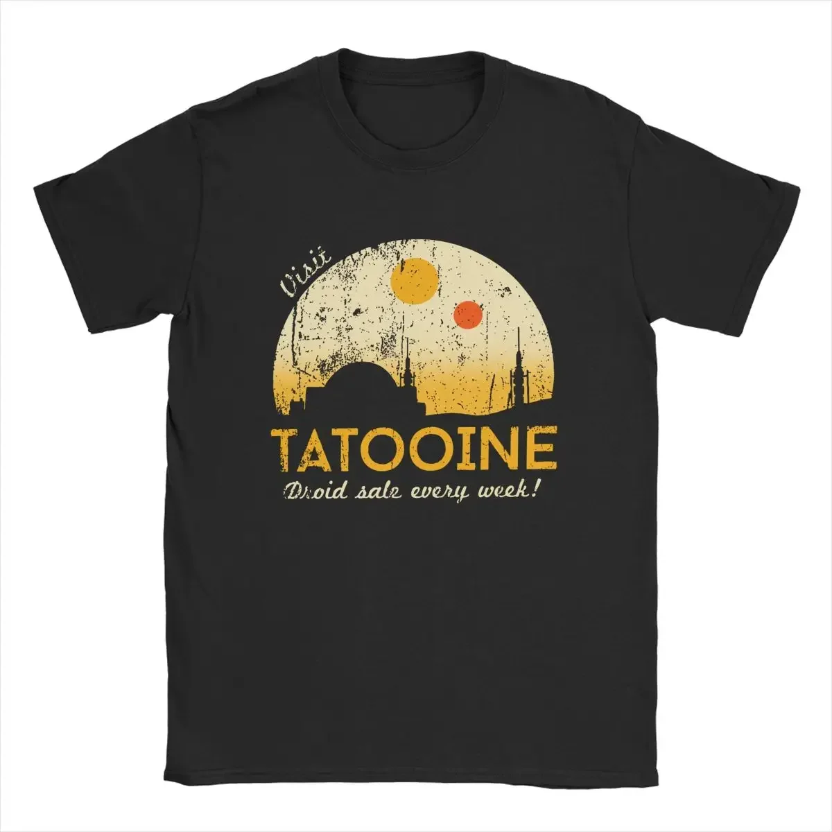 Visit Tatooine T Shirt for Men Pure Cotton Vintage T-Shirt Crew Neck Tee Shirt Short Sleeve Tops Unique