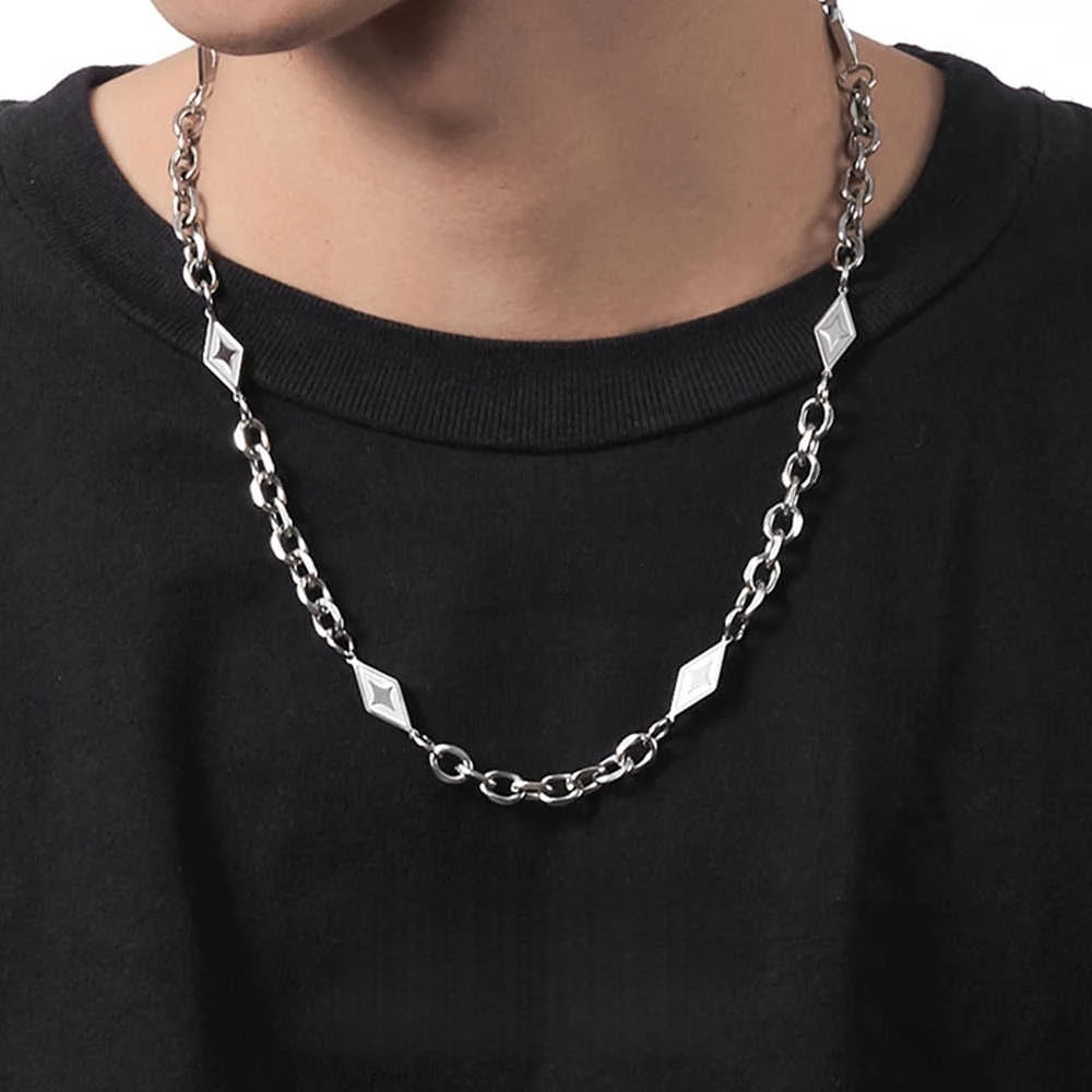 ヒップホップダイヤモンドクロススターペンダントネックレス男性女性用非退色チタン鋼セーター鎖骨チェーントレンディカップルジュエリー