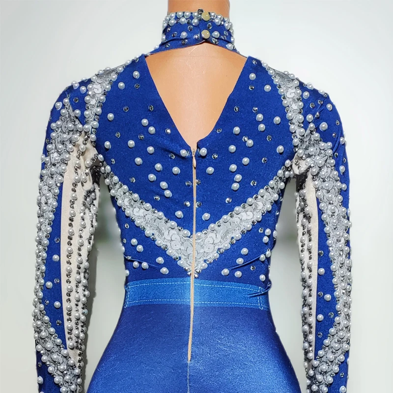 Nuovo Sexy Pole Dance Abbigliamento Perle Strass Stretch Body Donna Gogo Ballerino Costumi Rave Abiti Bar Ds Dj Clubwear ﻿