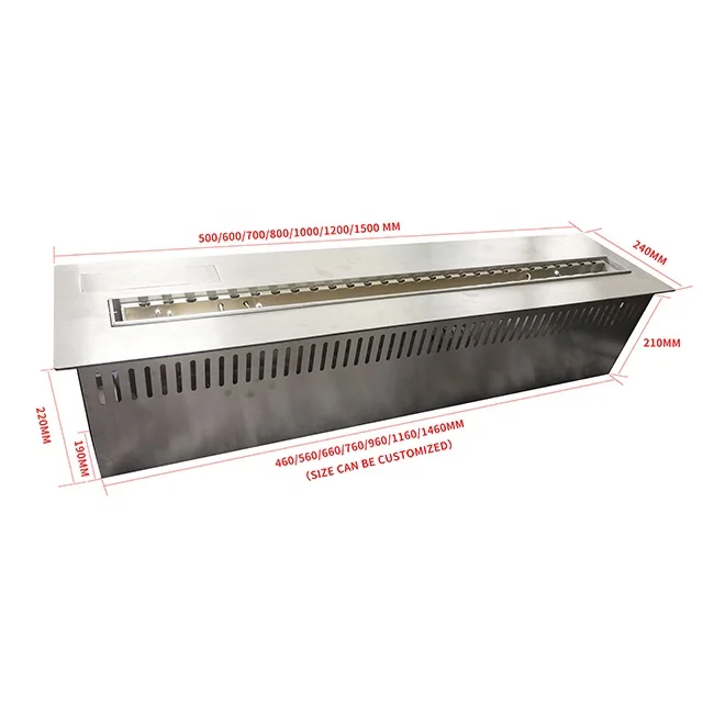 Modern 600mm Smart Electric Fireplace with Bioethanol Grate Remote Control Insert for Household US Plug