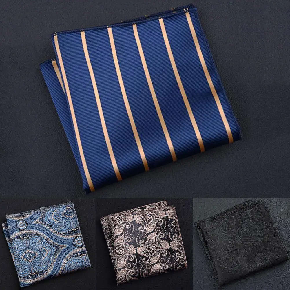 Men Handkerchief Fashion Pocket Square Vintage Floral Printing Men Striped Paisley Suit Men's Business Wedding Handkerchief