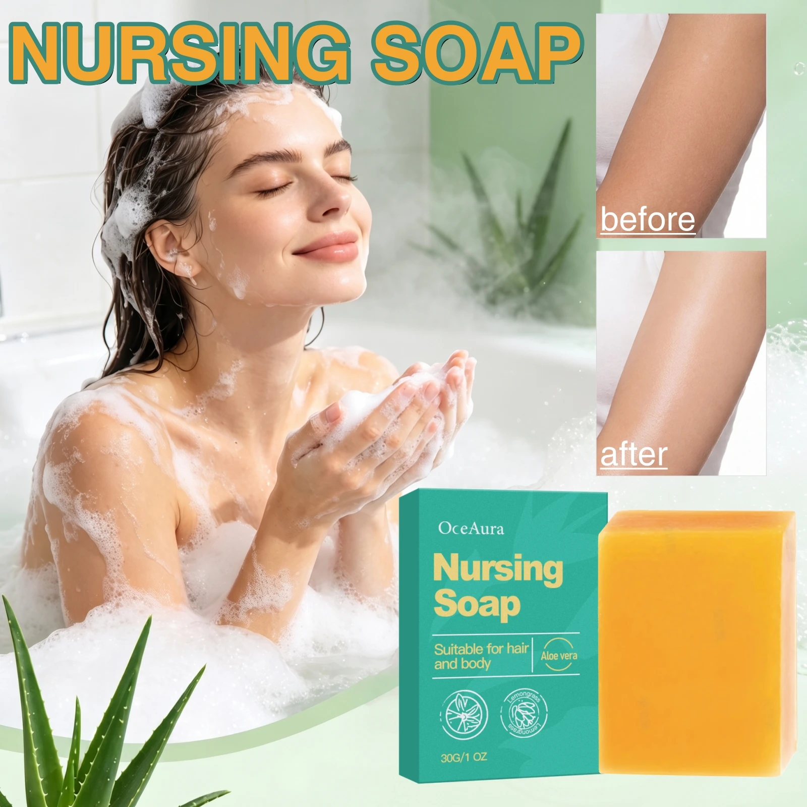 Natural Gentle Nursing Soap Bar Aloe Lemongrass Nourishing Wash For Daily Travel Use Multi Purpose Hair Body Face Cleansing Soap