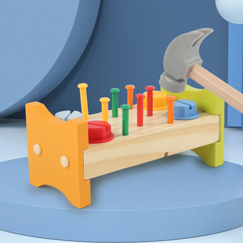 Tool Nut Knock Dingta Toddler Toys for Boys Pounding Peg Workbench with Hammer Wooden Baby
