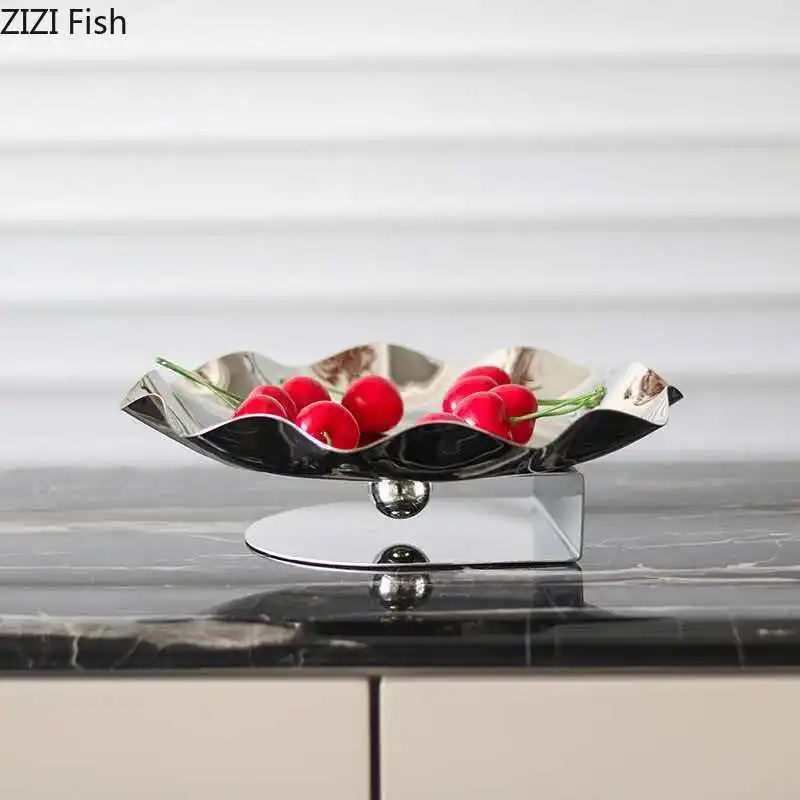Lace Stainless Steel Fruit Plate Decorative Plate Ornament Storage Tray Snack Bowl Candy Dish Nut Platter Pastry Plates