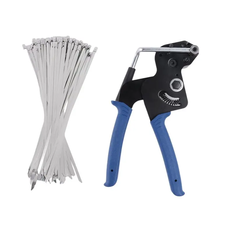 ABGE-Heavy Steel Cable Tie Tool, Include 100 PCS Stainless Steel Cable Ties, Suitable For Home, Office, And Industrial Use Durab