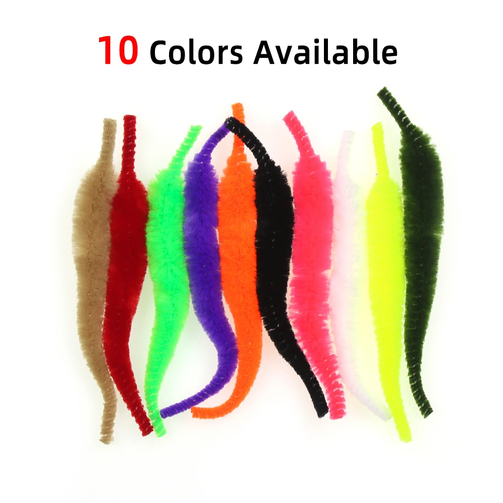 10 Stück 3,5 Zoll Fliegenbinden Mangums Micro Dragon Tail Soft Chenille für Hecht Mustky Streamer Baitfish Salzwasserfliegen Köder 10 Farben – Detail 4