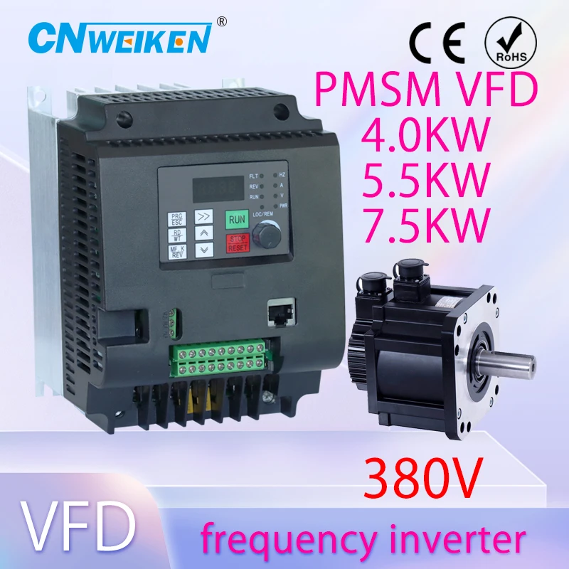 Imagem -02 - Inversor Vfd 11kw 4kw 55kw Conversor de Frequência Fases 380v Entrada Saída Conversor Vfd de Motor Síncrono de Ímã Permanente