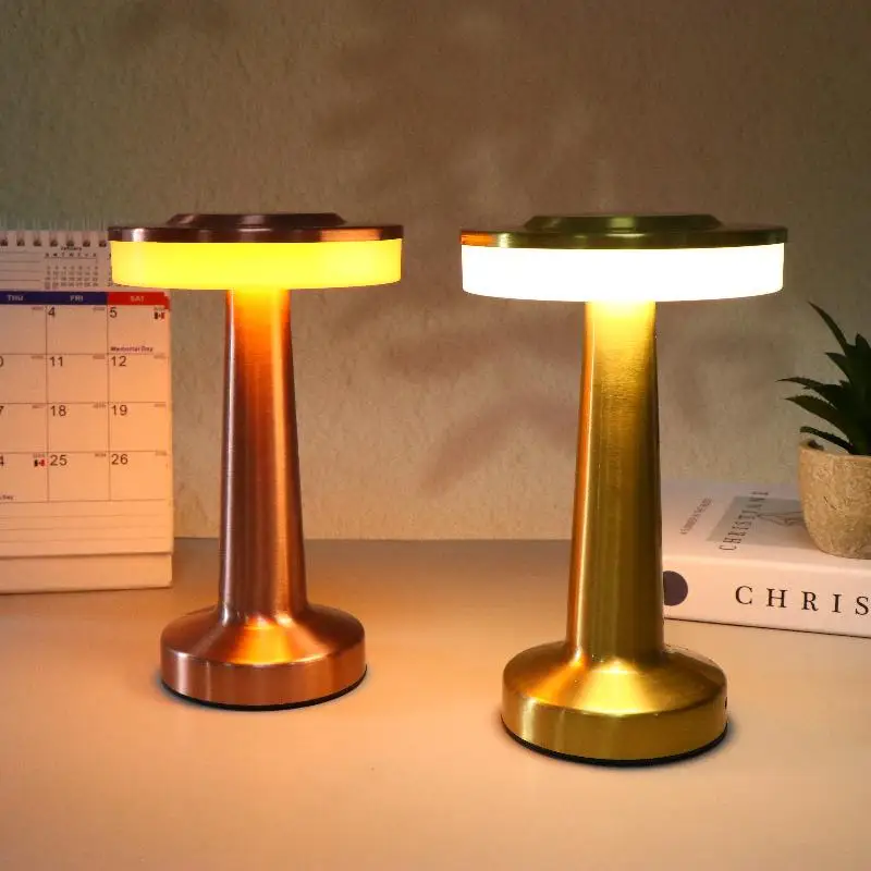 1 Set Metal Touch Decor For Bar Coffee Table Restaurant Decoration Light Dumbbell Table Lamp Desk LED Rechargeable Night Lights