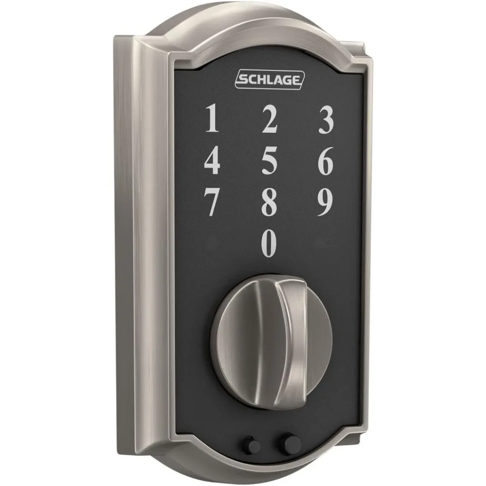 Schlage BE375 CAM 619 Touch Camelot Deadbolt, Electronic Keyless Entry Lock, Satin Nickel