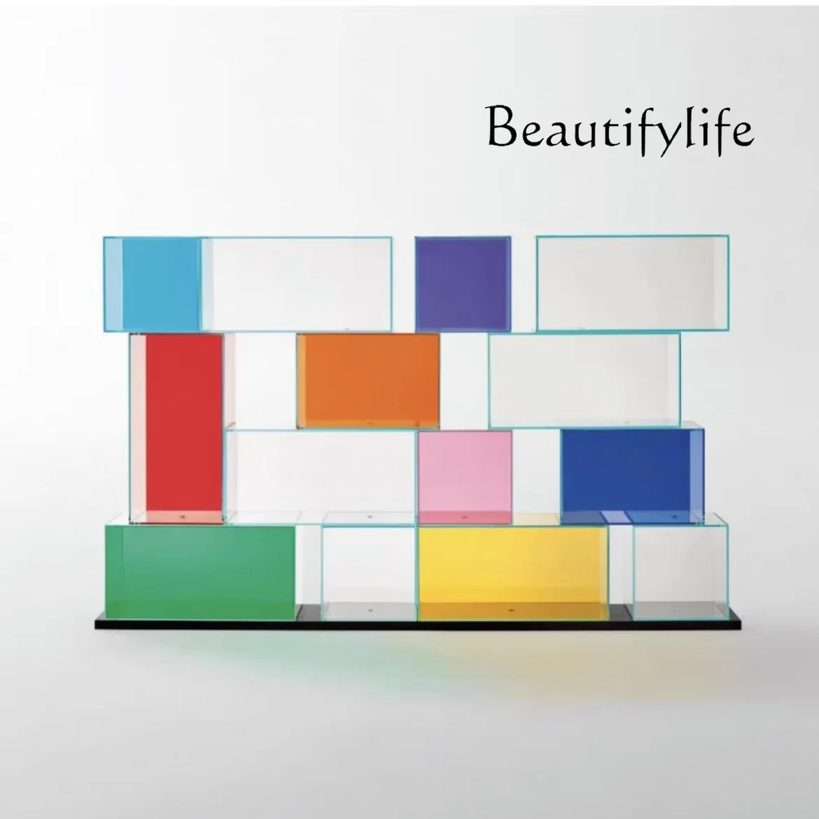 Italian color transparent glass display stand art design living room storage cabinet