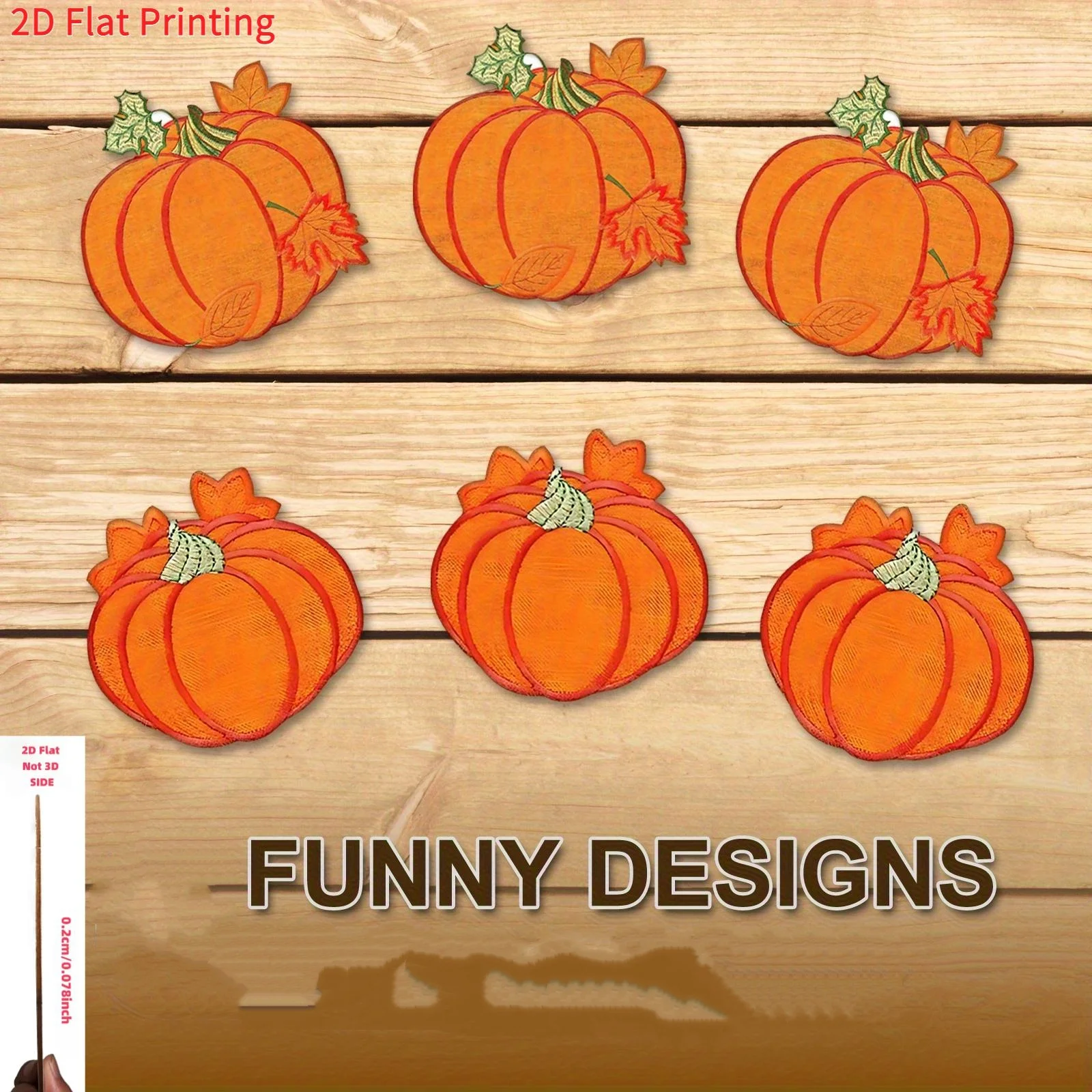 12/6 Pieces of Randomly Assorted Styles 2D Flat Wooden Pumpkin Coasters Suitable for Autumn Harvest, Halloween, and Home Kitchen Table Decoration Halloween, Christmas Gifts