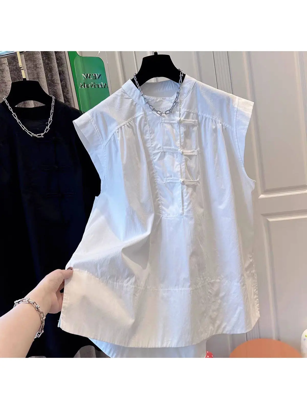 

Мужская рубашка свободного кроя с коротким рукавом, летняя, с китайскими пуговицами на манжетах, повседневная, не требует глажки