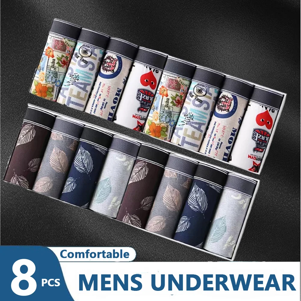 8 Parts/los Men Underwear Boxer Sexy Underwear Antibacterial Soft Comfortable Underwear Fashion Boxer Shorts Men's Briefs L-4XL