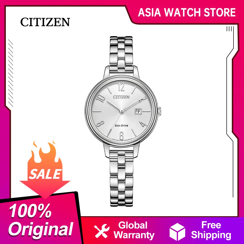 Original CITIZEN Women\'s  Watch  Eco-Drive Steel Band Fashion Business casual watch EW2440-53A