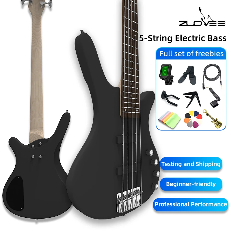 Zuovee 5-String Electric Bass Guitar - Cruiser Series Active/PASSIVE Pickup Beginner to Professional Grade