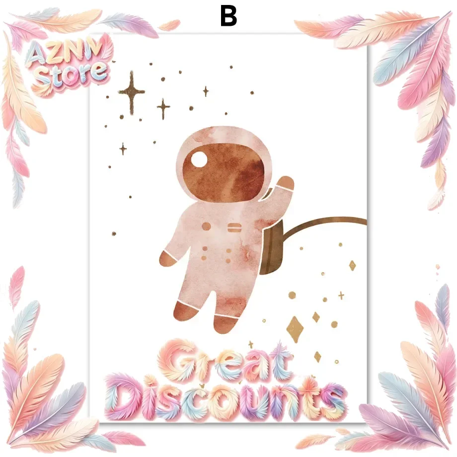 Outer Space Boho Nursery Astronaut Planet Moon Earth Posters Wall Art Print Canvas Painting for Living Room Modern Home 2026