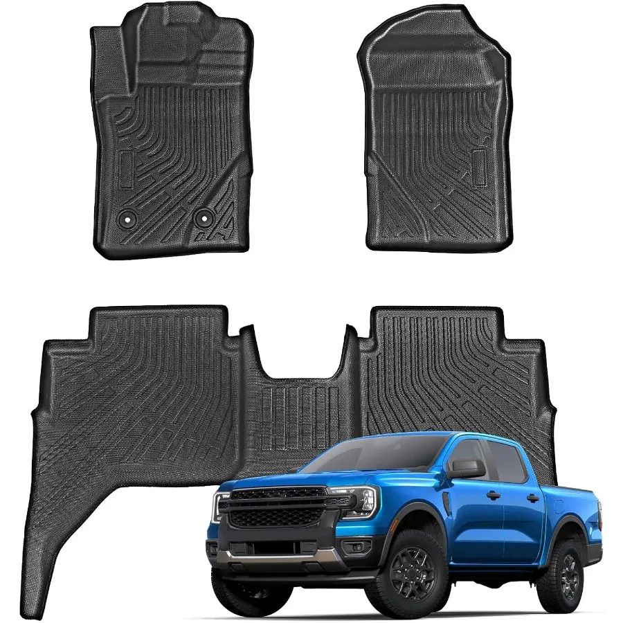 

Коврики для Ranger 2024 2025 Всепогодный коврик из ТПЭ 3 шт. Черный 1-й 2-й ряд Полный комплект автомобильных аксессуаров Разработанный для Ultimate