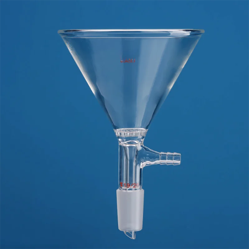 

Glass triangle feeding funnel suction filter funnel diameter 75 100mm Marking port 14 19 24 34 40 Liquid powder solid feed