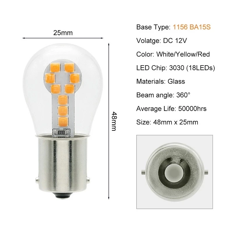 2 قطعة 1156 BA15S P21W Led 1157 BAY15D P21/5 واط لمبات أمبولة R5W R10W 18SMD 800LM سيارة أضواء الضباب DRL بدوره مصباح إشارة 12 فولت أبيض أحمر