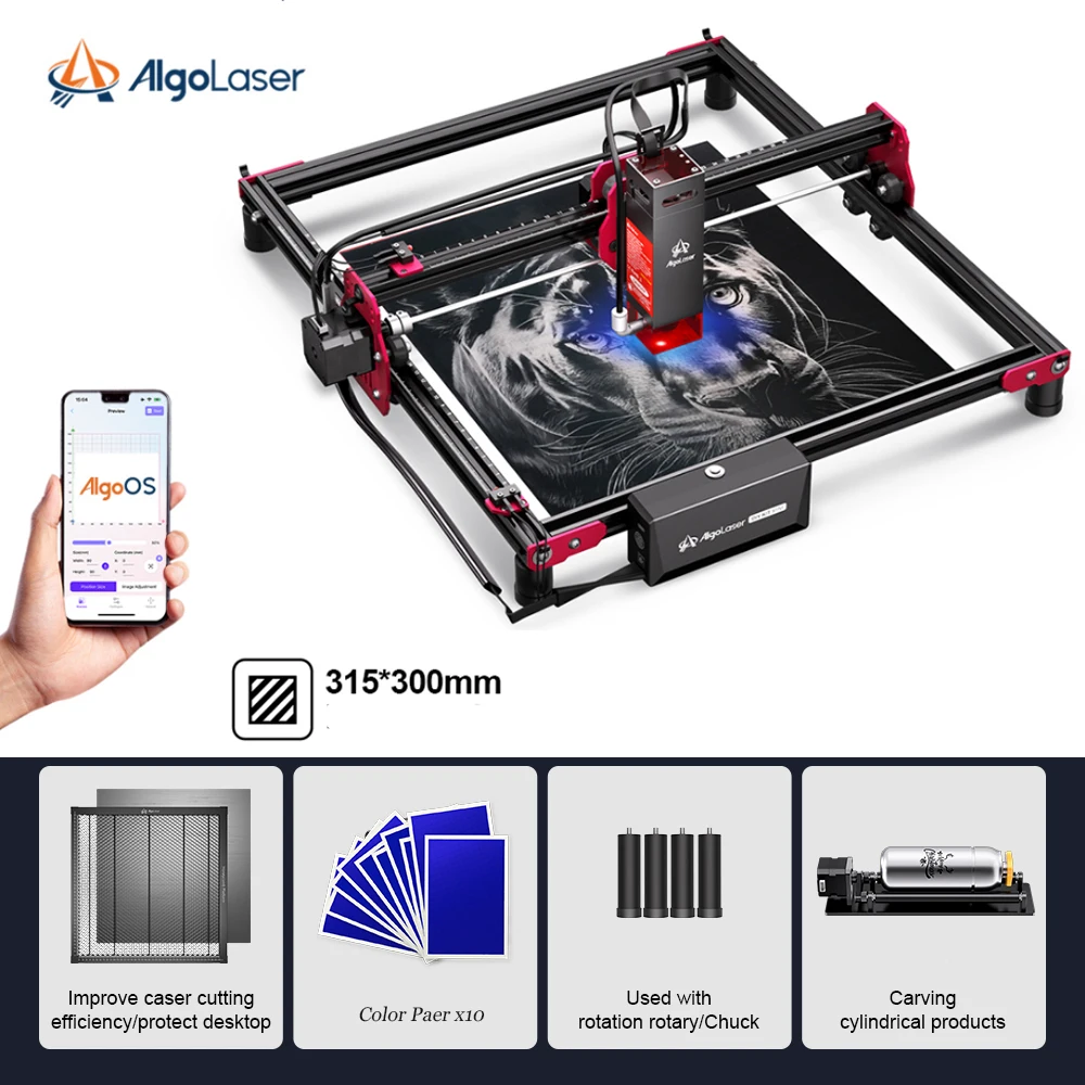 AlgoLaser 5W Mini DIY KIT -Rotary Roller Laser Engraver Cutter for Personalized Glass Cups Gifts - Christmas Exclusive DIY Gifts