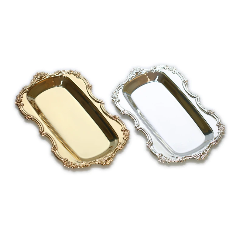 Silver Plated Fruit Cake Snack Tray European Style Iron Metal Kitchen Party Decor Storage Serving Plate for Household Collection view 6