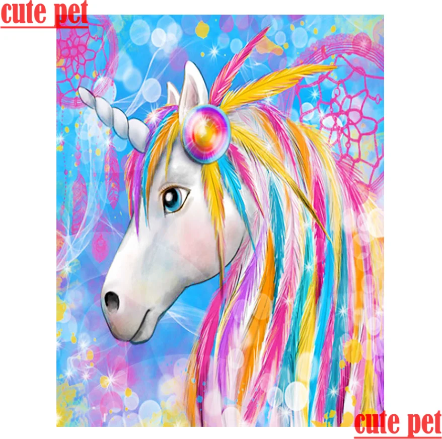 Diy Diamond Painting 5d  Rainbow unicorn all Diamond Painting Art Cross Stitch  Home Decoration