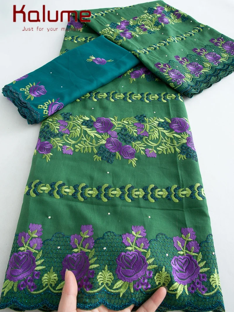 

Kalume 2025 African Lace Fabric High Quality Swiss Voile Lace Fabric Nigerian Lace Fabric with Stones 5+2Yards For Sewing F4495