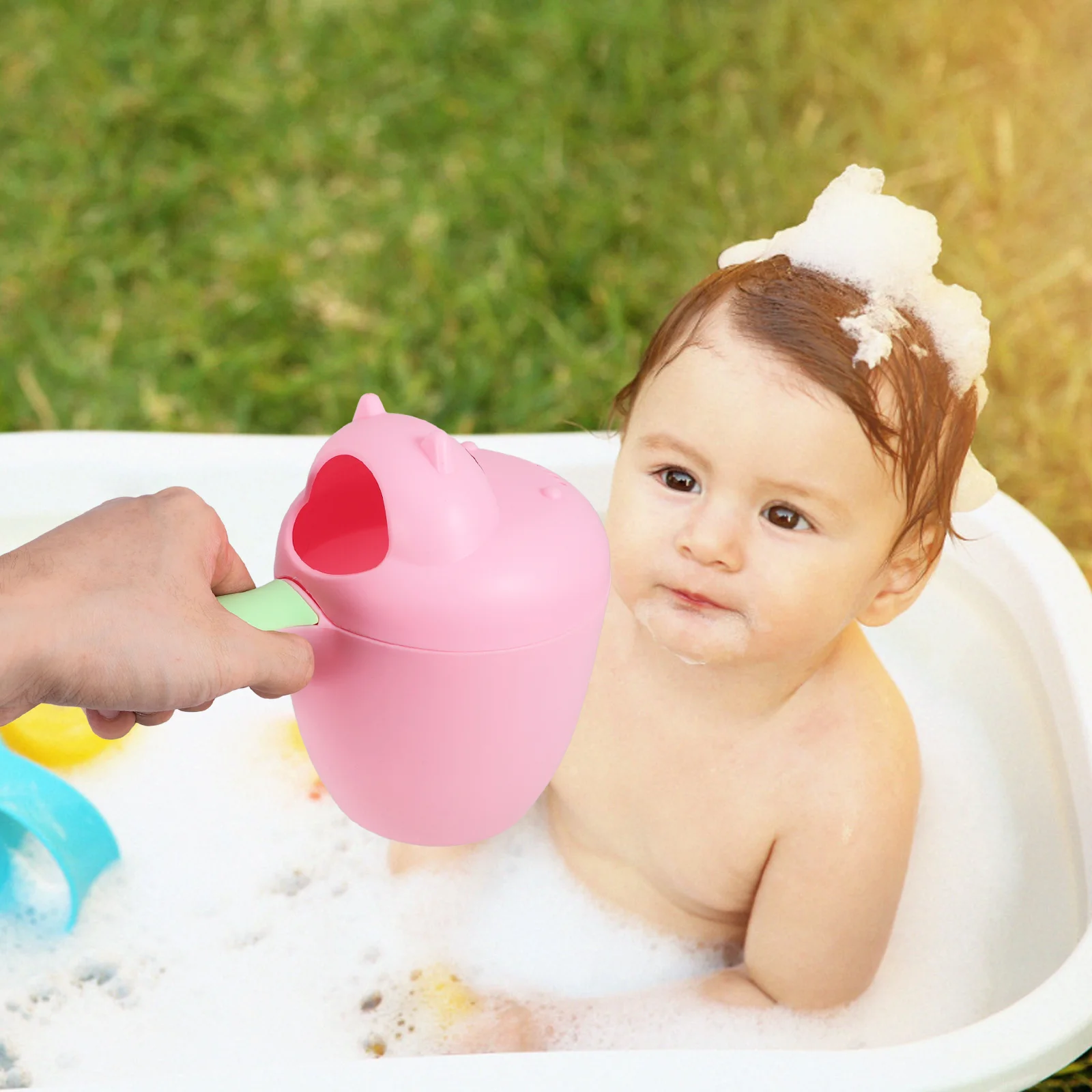 ตะกร้าอาบน้ําแขวนแชมพูเด็กถ้วยตัก Flusher Bath Rinse ทารกแรกเกิดห้องน้ําชั้นวางดูด