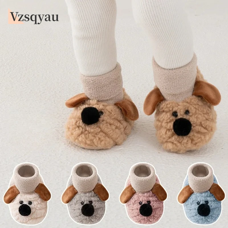

Baby Shoes Winter Newborn Boy Girl Socks Kid Soft Toddler First Walkers Cartoon Anti-slip Warm Thicken Newborn Infant Crib Shoes