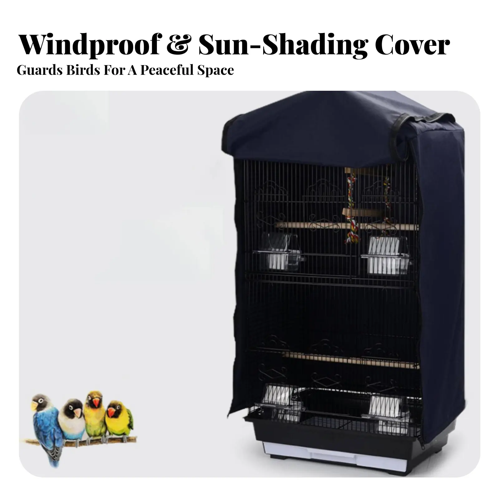 

Avian Enclosure Cover Windproof Square Avian Enclosure Drape Pet Supply Sun Blocking Breathable for Living Room, Balcony