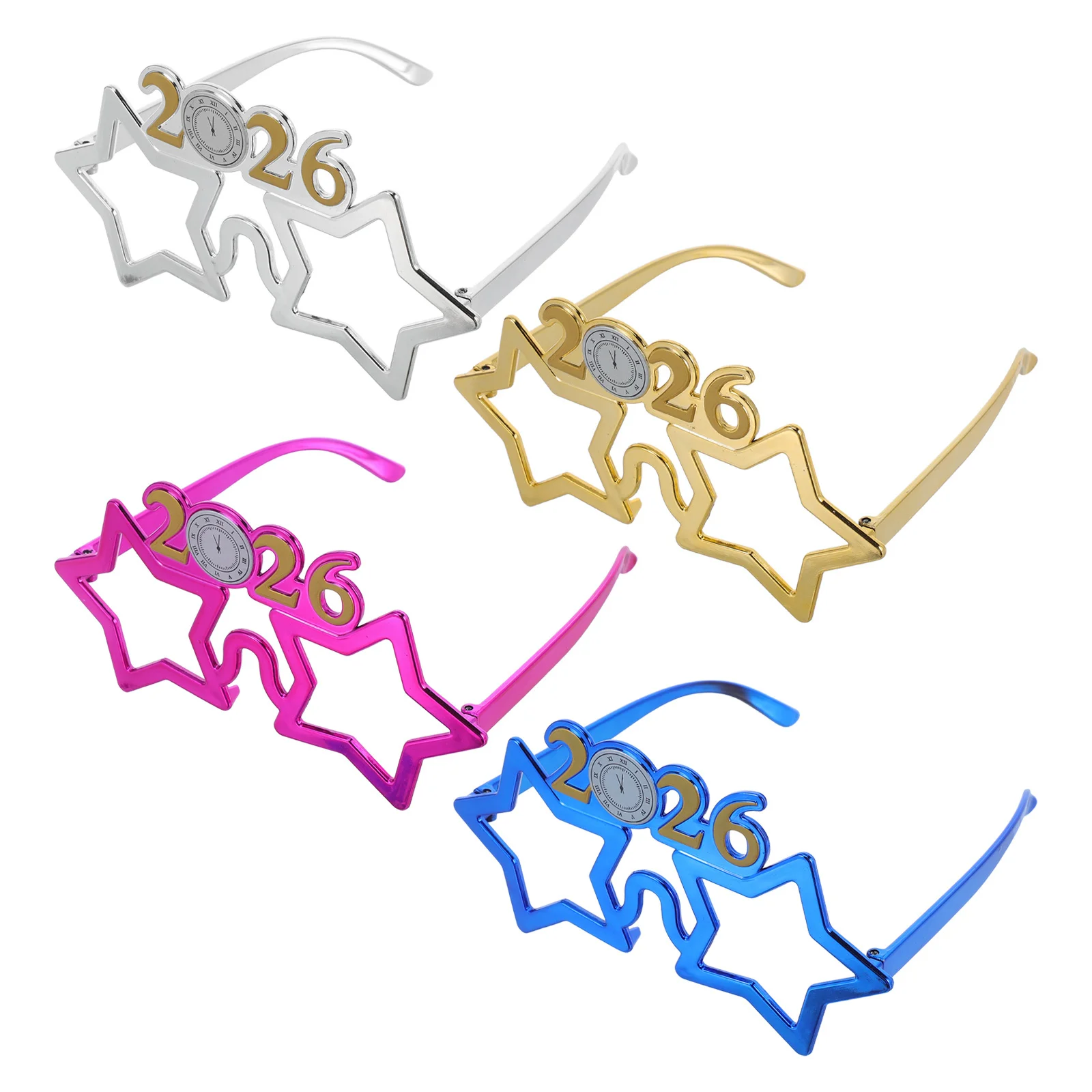 

4Pcs 2026 New Year Glasses Unique Number Design Lightweight Comfortable Party Favors Photo Booth Props 2026 Party Glasses