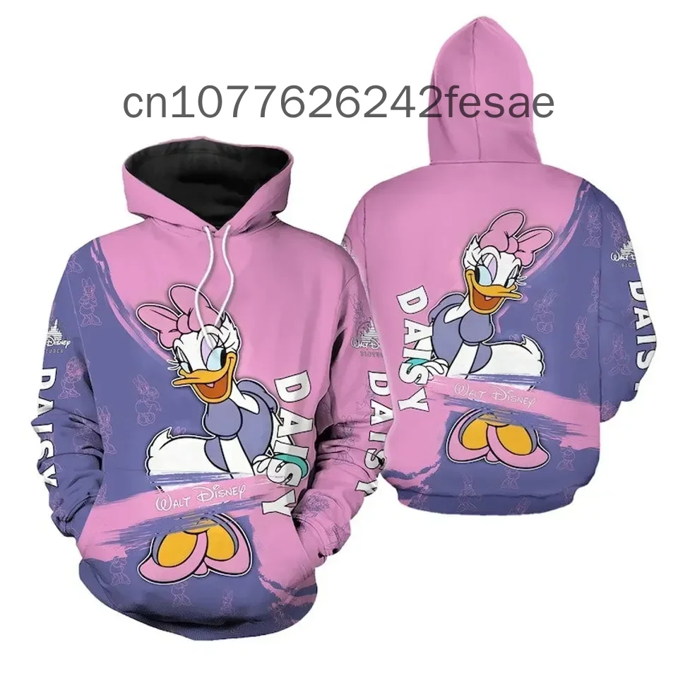 

New Disney Daisy duck Hoodies Casual Hip Hop Street Clothing Men's and Women's Long sleeved Sweatshirts