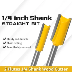 1/4 Shank Straight Router Bit Single Double Flute Wood Milling Cutters Tungsten Carbide Wood Cutters Cnc Woodworking Tools Set