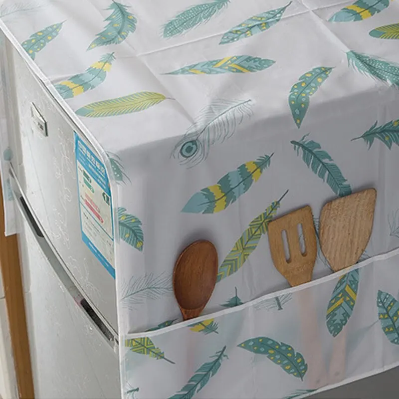 Refrigerator Dust Cover with Storage Bag Washable Printing Multi-purpose Household Washing Machine Cabinet Dust Protection Cover