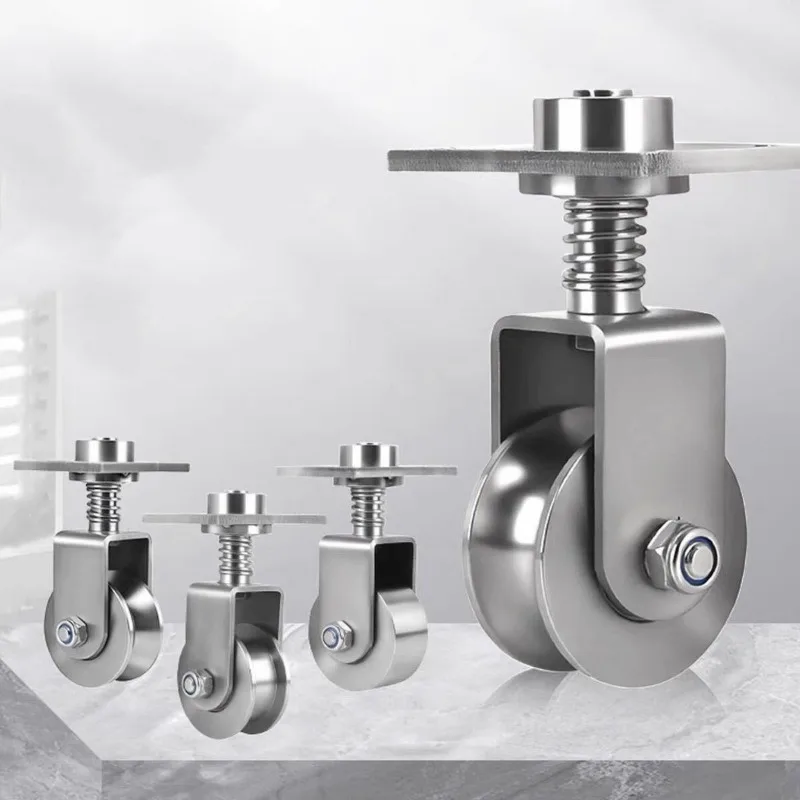 304 Stainless Steel Strip Spring Gliding V U H Type Omnidirectional Pulley Universal Sliding Door Folding Door Track Wheel