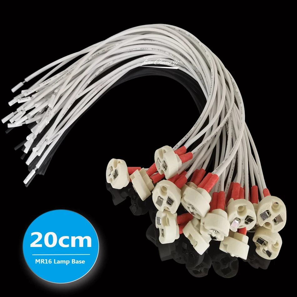 MR16 Lamp Base Ceramic Socket Base 20cm 18 AWG Silicone Cable wire For G4 MR16 G5.3 GY6.35 LED blub