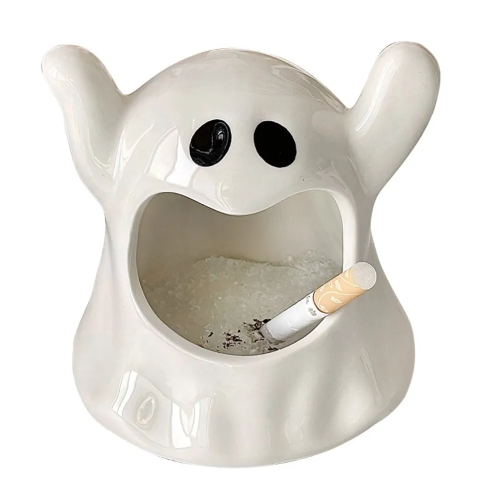 Creative Cute Ceramic Flower Pot Vase Halloween Amusing Ghost Ashtray Handicraft Ornaments Home Decoration Accessories