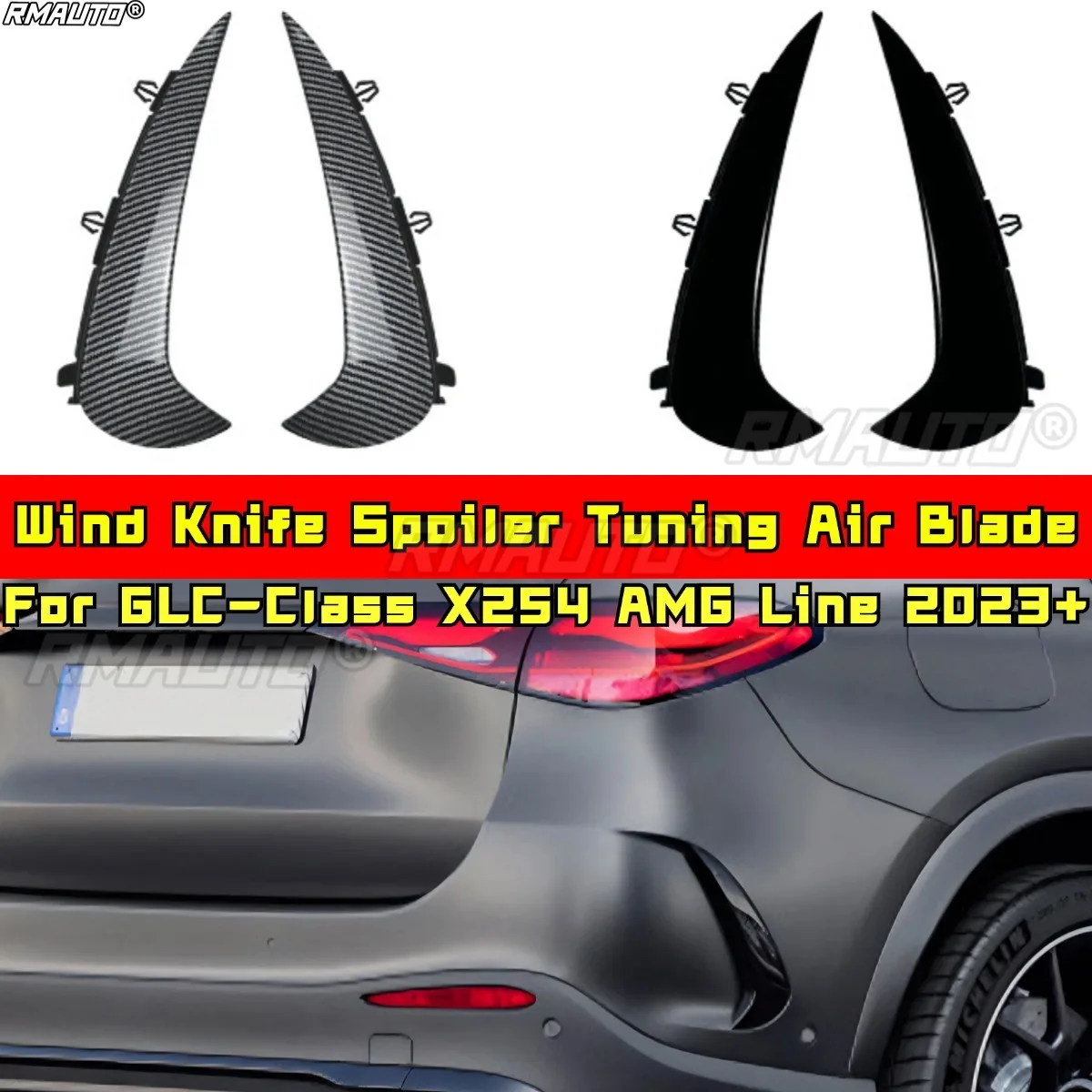 

For Mercedes Benz GLC-Class X254 AMG Line 2023+ Body Kit Wind Knife Spoiler Tuning Air Blade Rear Side Splitter Car Accessories