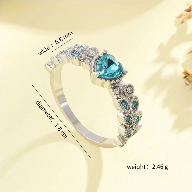 Hot Saling Elegant Fashion Silver Color Leaf Heart Rings for Women Noble Princess Engagement Wedding Ring Luxury Jewelry