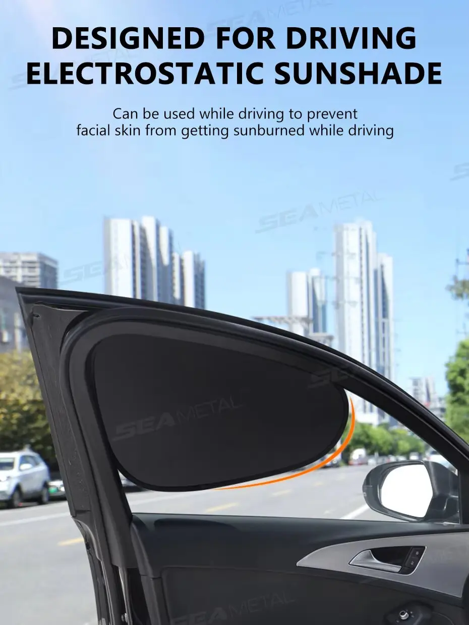 SEAMETAL Elektrostatische Zonneklep voor Auto Zijruit 4-Layer Zonnescherm Gordijnen Anti-Glare UV-Blocker Auto Zon bescherming Cover - afbeelding 2