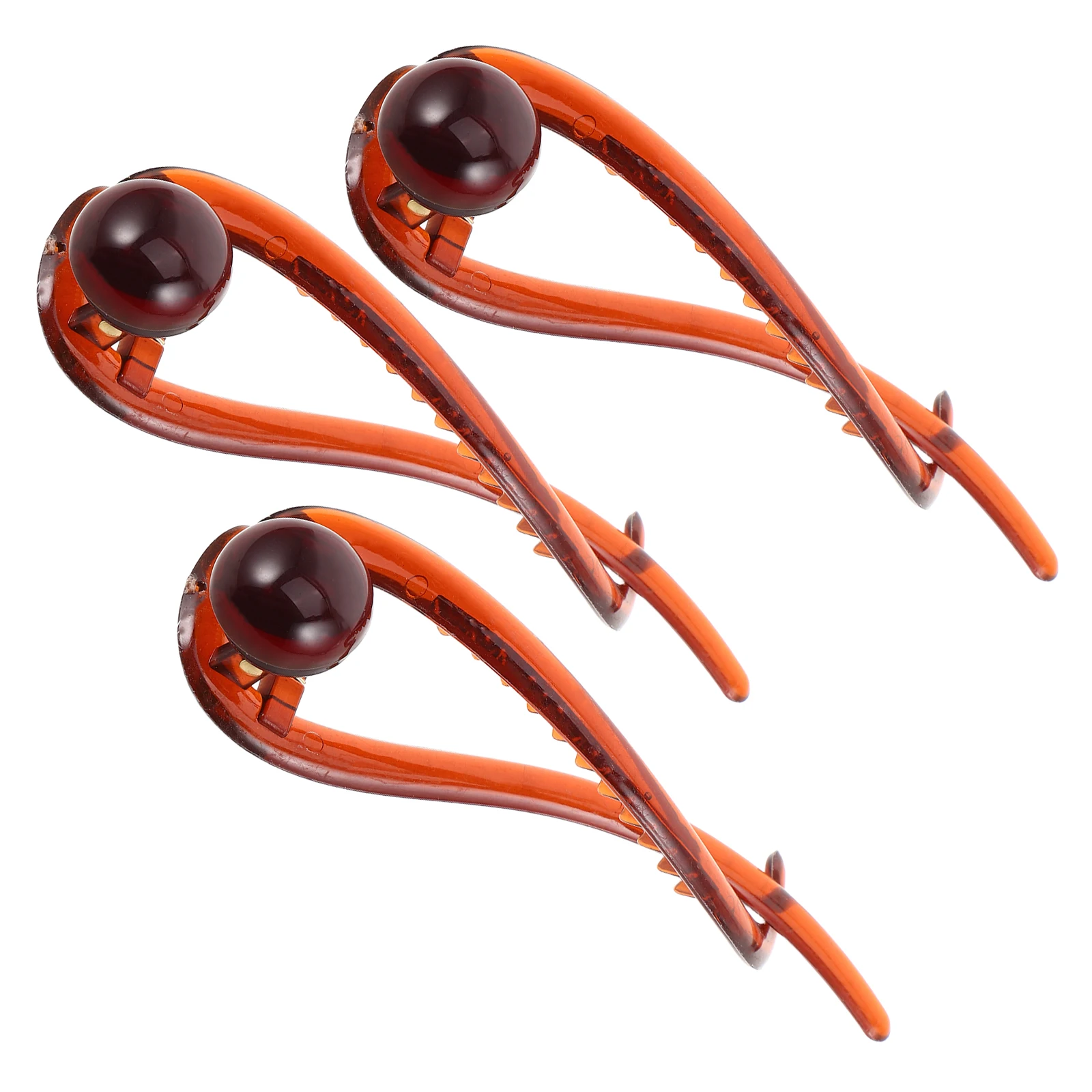 

3pcs French Retro Hair Clips Amber Bead Twist Plastic Barrettes for Women Oval Shape Lightweight Comfortable Versatile Style