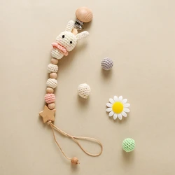 Rabbit Baby Silicone Bead Pacifier Clip Chain Newborn Dummy Nipple Holder Clips BPA Free Teething Toy Soother Pendant Holder Toy