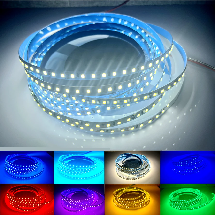 SMD2835 120LEDs/m LED Strip 5M 12V 24V 220V Home Lamp Strip Decor Colorful Flexible Lamp Bar for TV Background Home Decoration