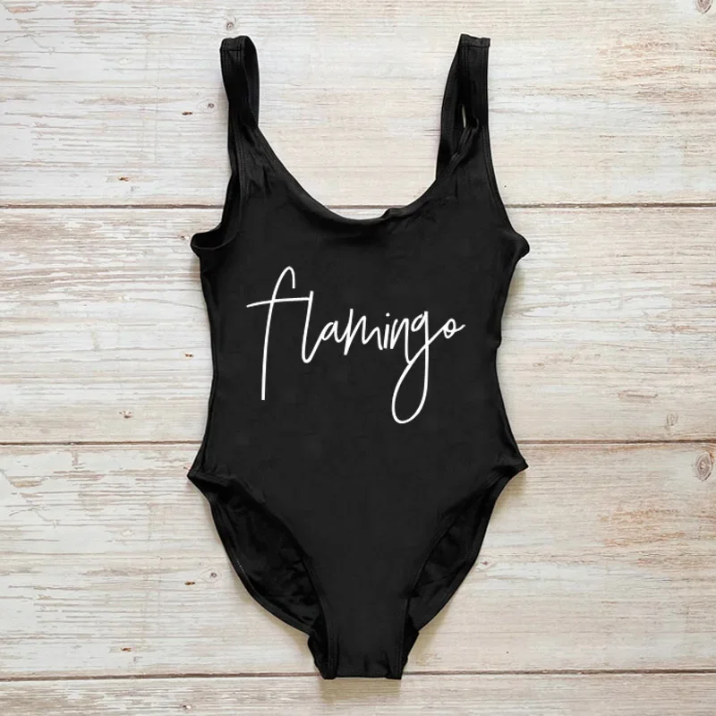 Ropa de playa para mujer, traje de baño de una pieza con estampado de letras, traje de baño de talla grande, traje de baño de verano para mujer